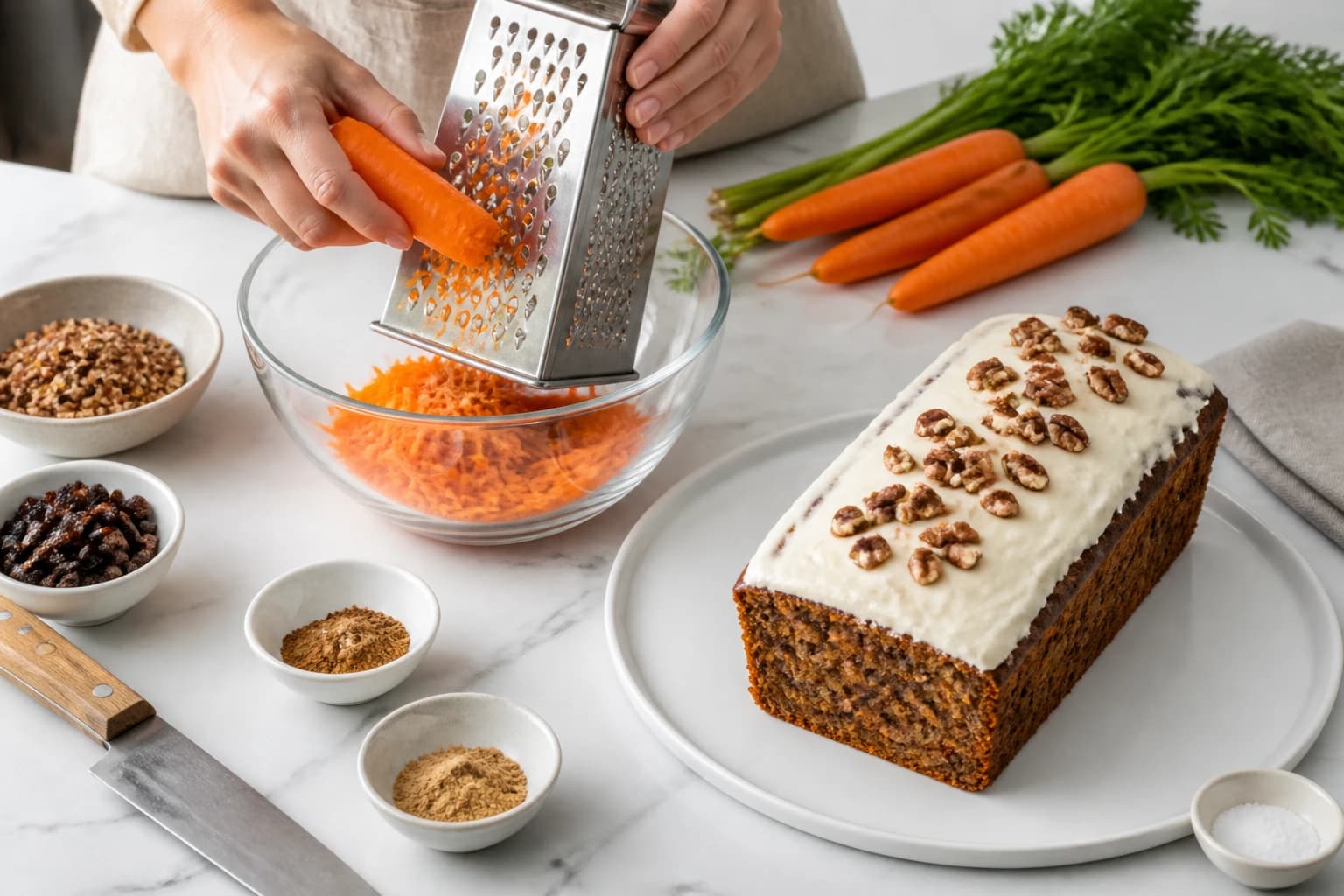 Etape 1 : Préparer les carottes et les épices — Carrot cake léger sans sucre raffiné