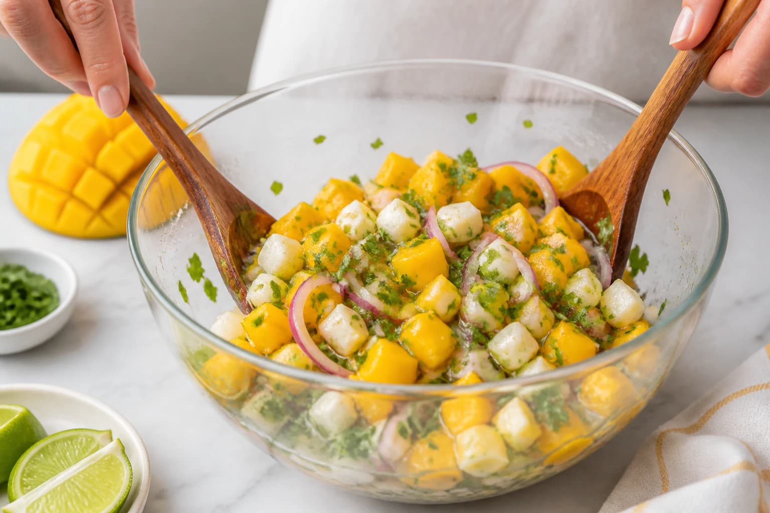 Etape 4 : Dresser et servir — Ceviche vegan cœur de palmier & mangue