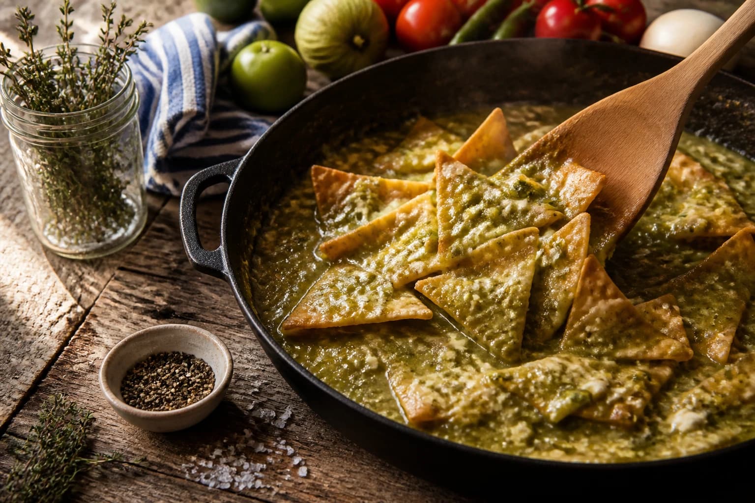 Etape 3 : Monter les chilaquiles — Chilaquiles verts mexicains allégés au four
