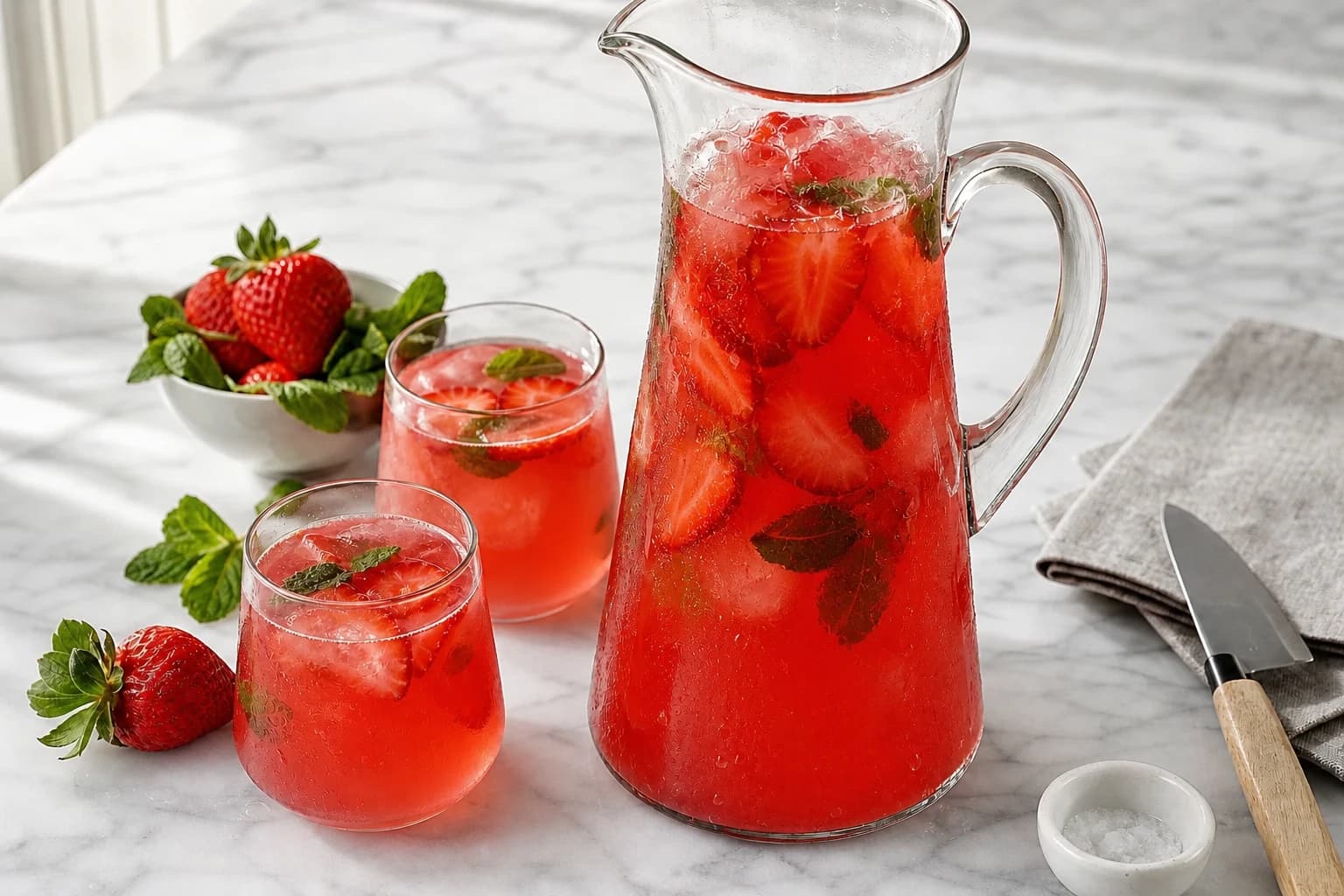 Etape 2 : Préparer le sirop de fraise — Citronnade rose fraise-hibiscus hydratante