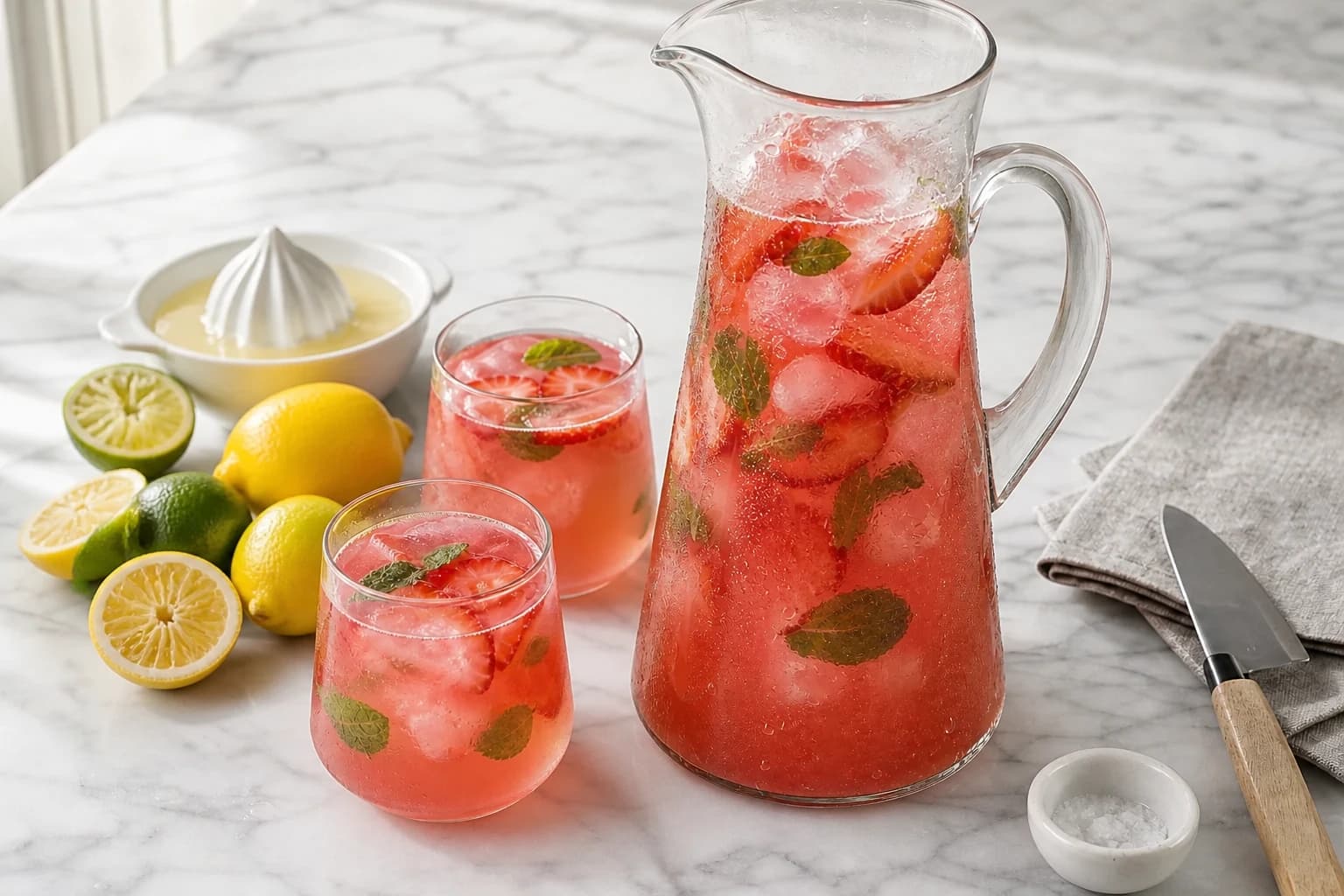 Etape 3 : Presser les agrumes — Citronnade rose fraise-hibiscus hydratante
