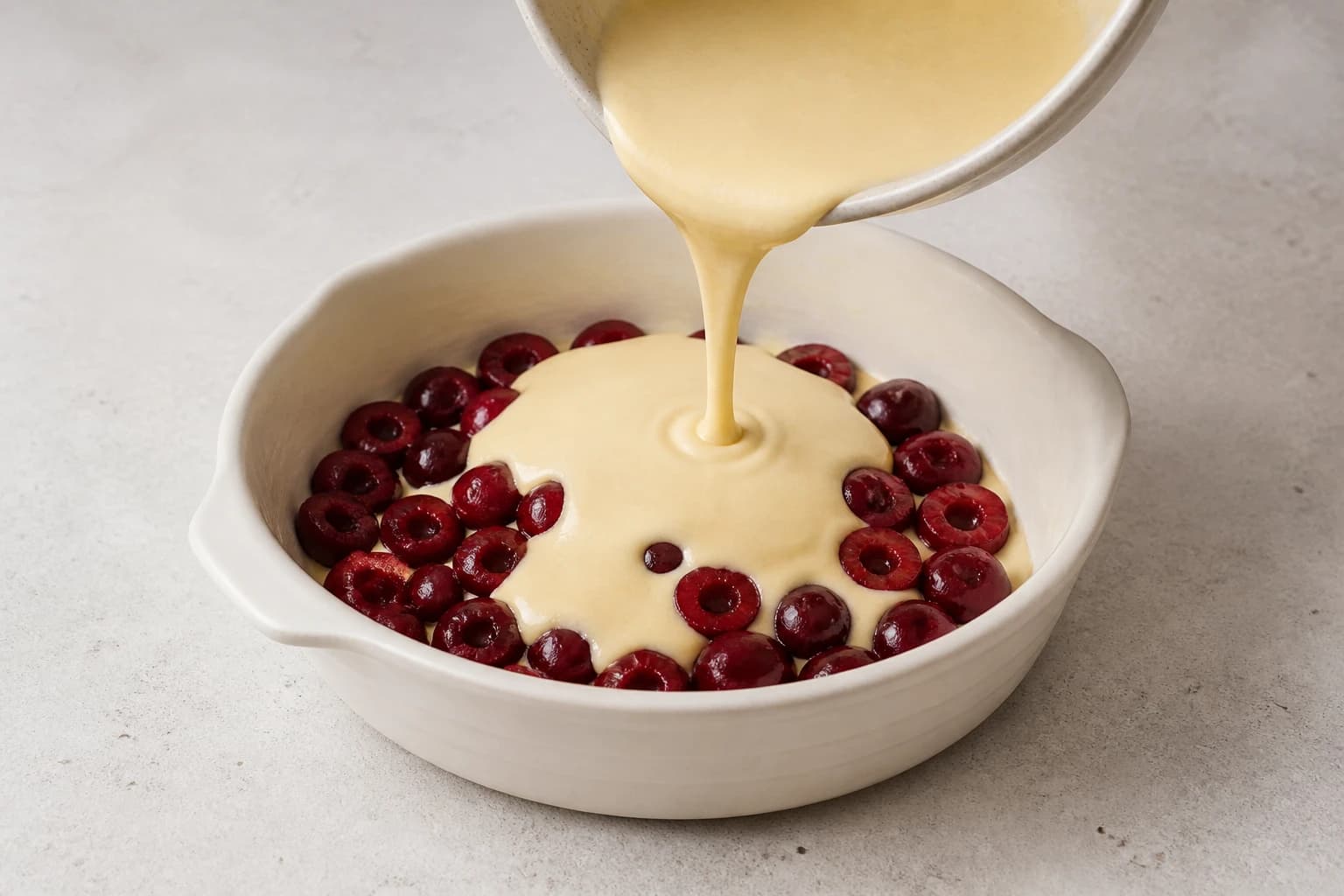Etape 4 : Enfourner et surveiller la cuisson — Clafoutis cerises sans sucre du Limousin
