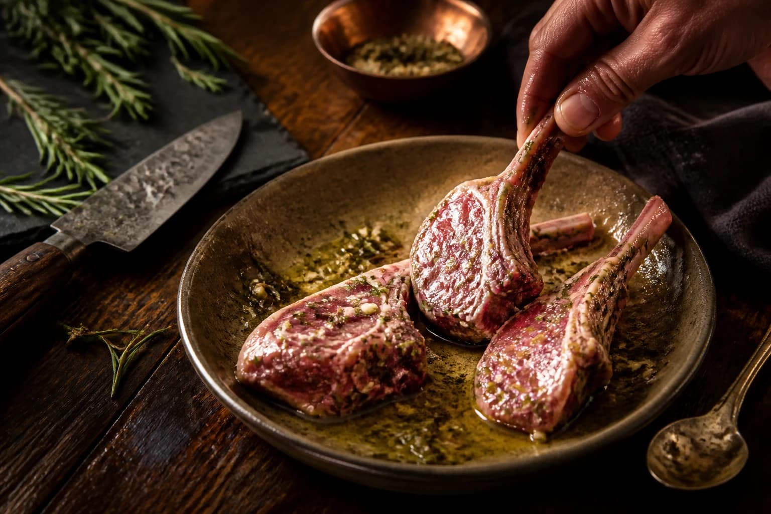 Etape 1 : Préparer la marinade express — Côtelettes d'agneau grillées aux herbes grecques