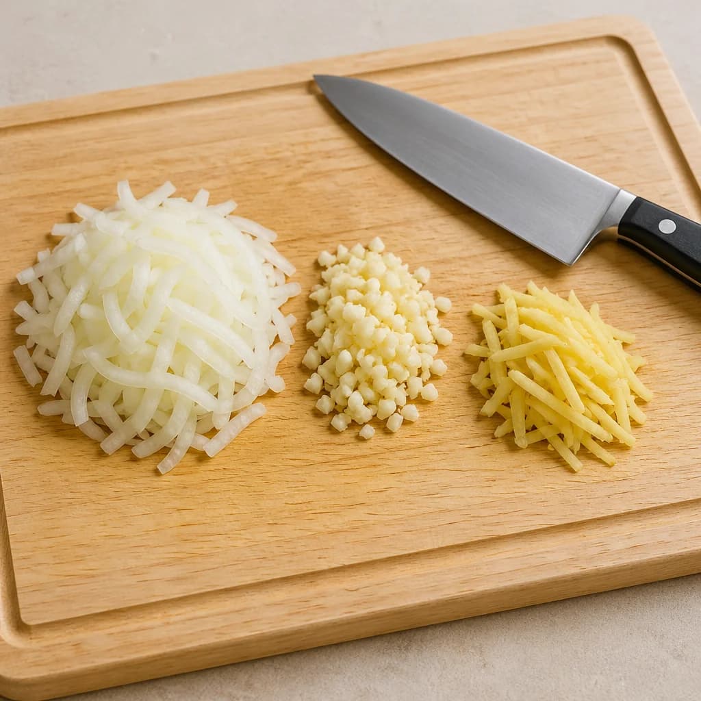 Étape 1 : Préparer les aromates — Curry de lentilles corail au lait de coco