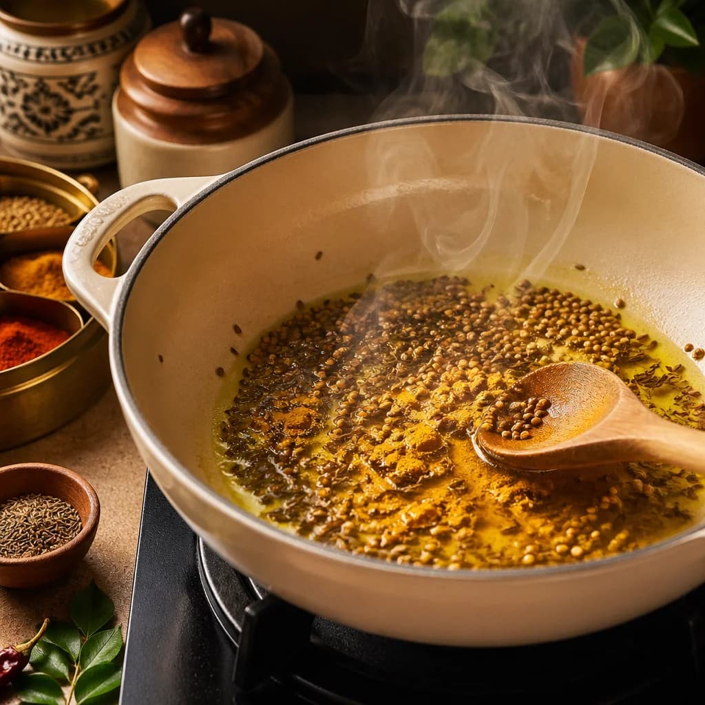 Étape 2 : Torréfier les épices — Curry de lentilles corail au lait de coco