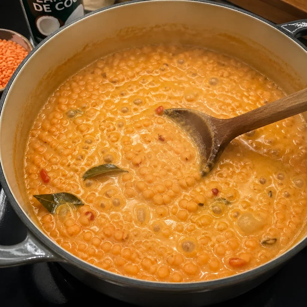 Étape 3 : Cuire les lentilles — Curry de lentilles corail au lait de coco