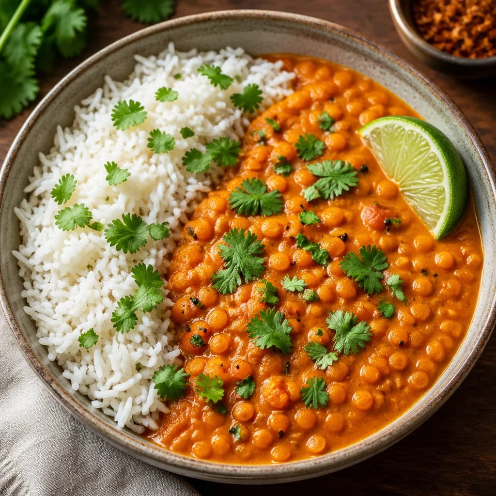 Étape 4 : Finaliser et servir — Curry de lentilles corail au lait de coco