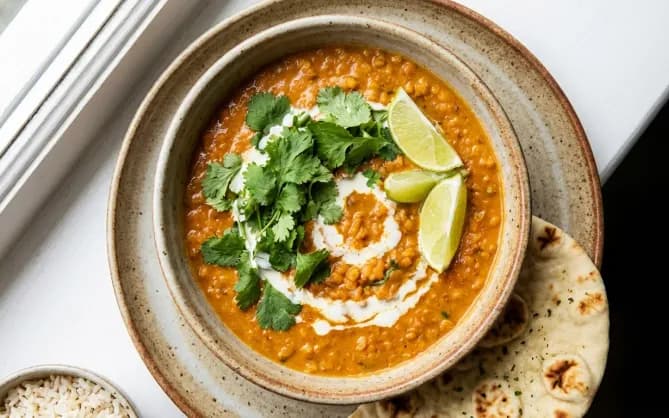 Curry de lentilles corail au lait de coco
