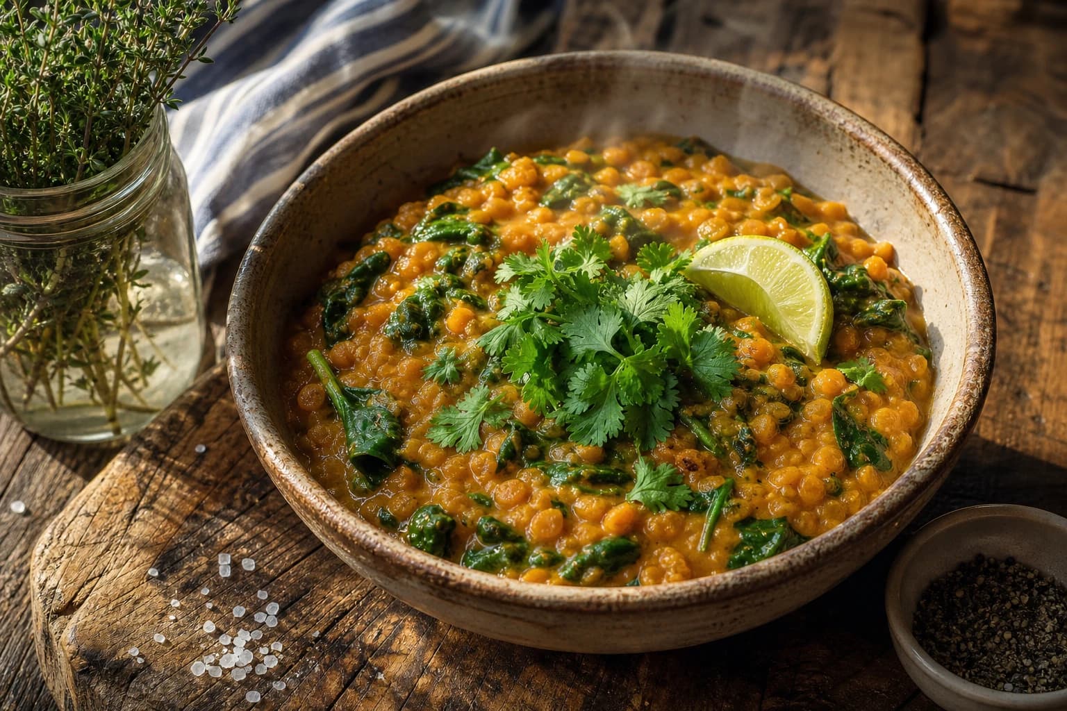 Dahl indien épinards coco, crémeux et léger