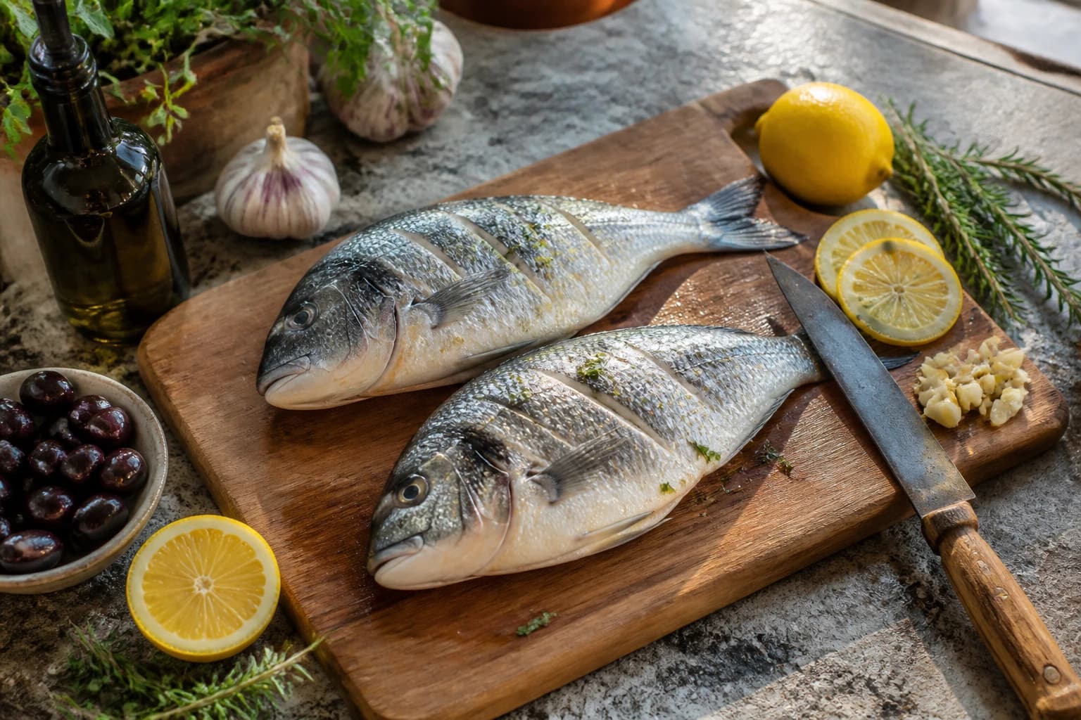 Etape 1 : Préparer les daurades — Daurade grillée à la grecque : citron et origan