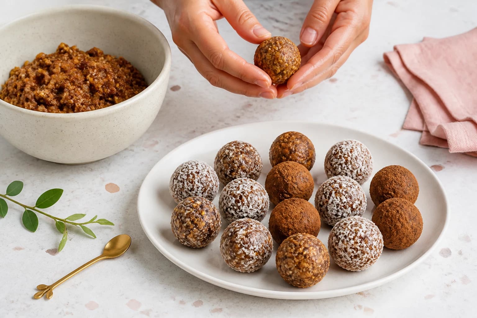 Etape 4 : Façonner les boules et réfrigérer — Energy balls dattes avoine sans sucre ajouté