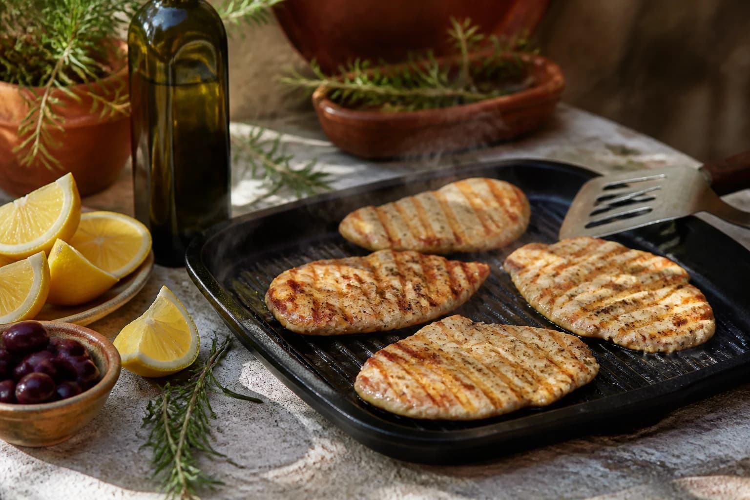 Etape 3 : Griller le poulet — Escalope de poulet à l'aïoli : crémeux et léger