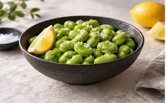 Fèves vapeur au sel et citron