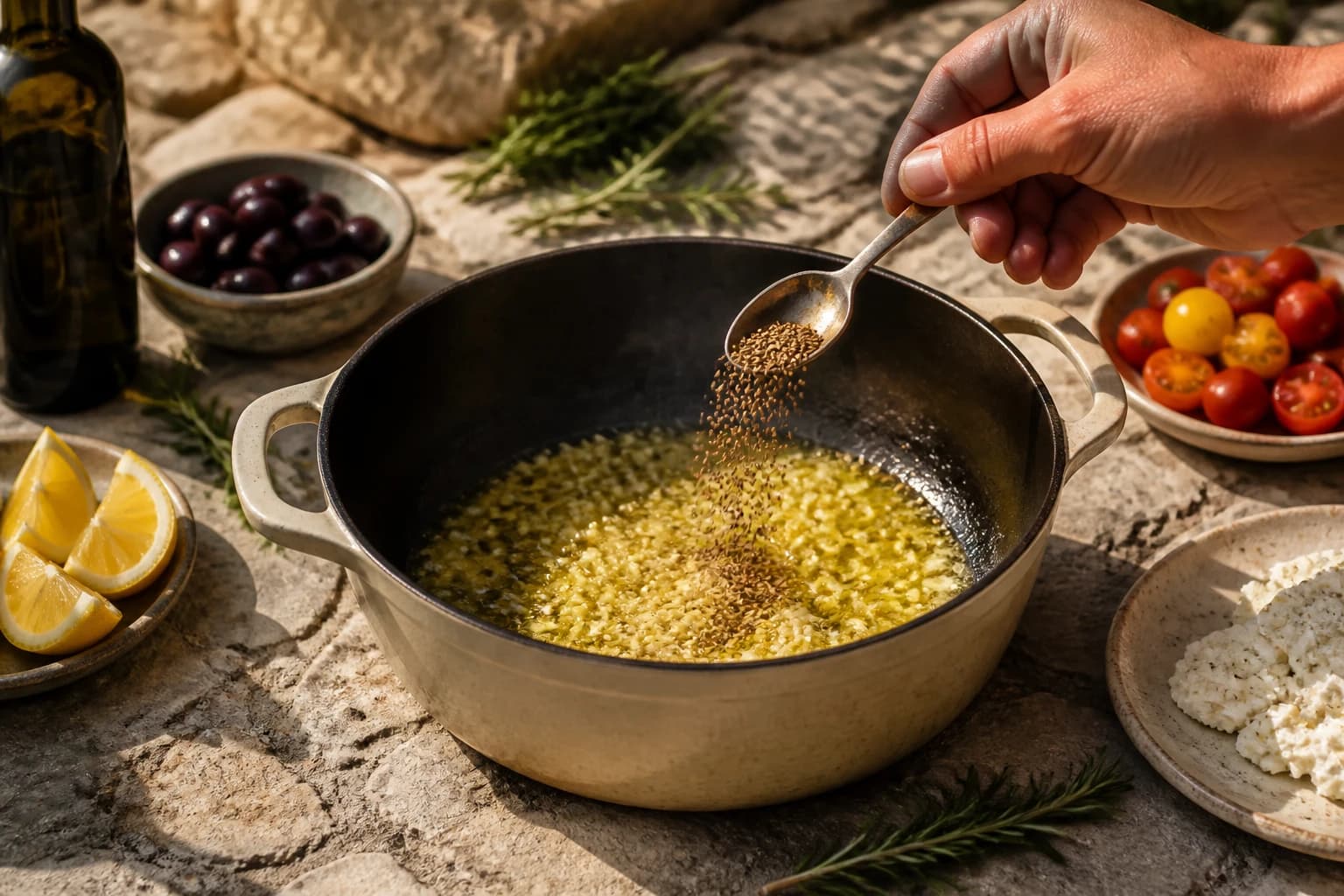 Etape 2 : Cuire la base aromatique — Ful médamès égyptien aux fèves mijotées