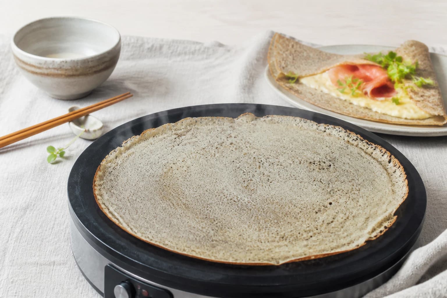 Etape 3 : Cuire les galettes — Galette de sarrasin oeuf épinards chèvre