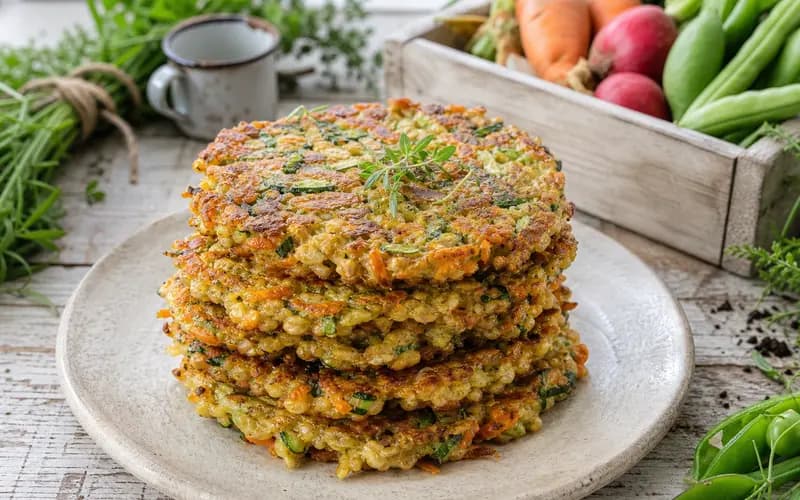 Galettes de flocons d'avoine salées aux légumes