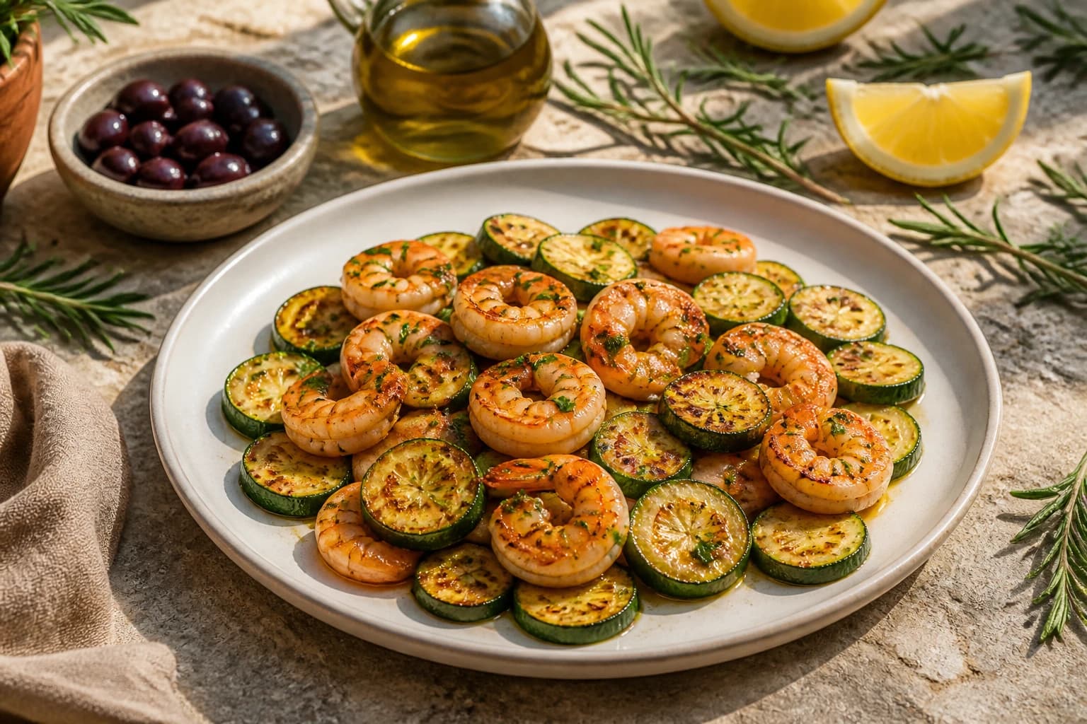 Etape 2 : Saisir les courgettes — Gambas sautées ail-persil et courgettes