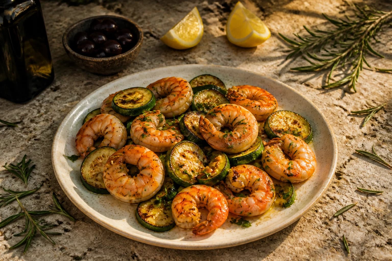 Etape 3 : Faire sauter les gambas — Gambas sautées ail-persil et courgettes