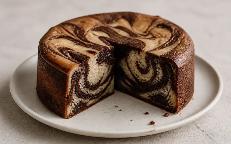 Gâteau marbré chocolat-vanille léger