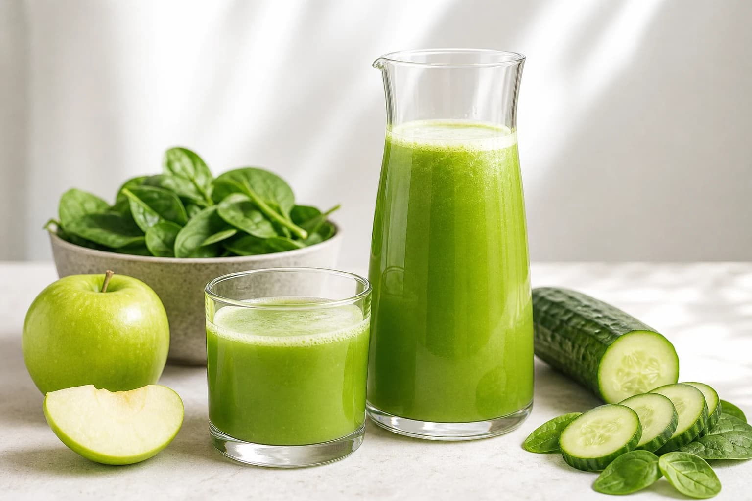 Jus pomme concombre épinards : doux et bien dosé