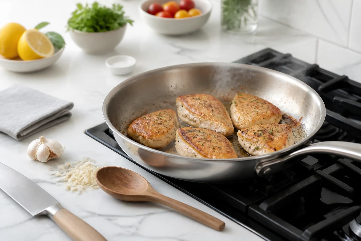 Etape 3 : Cuire le poulet dore — Meal prep poulet légumes rôtis : 4 repas minceur en 1h