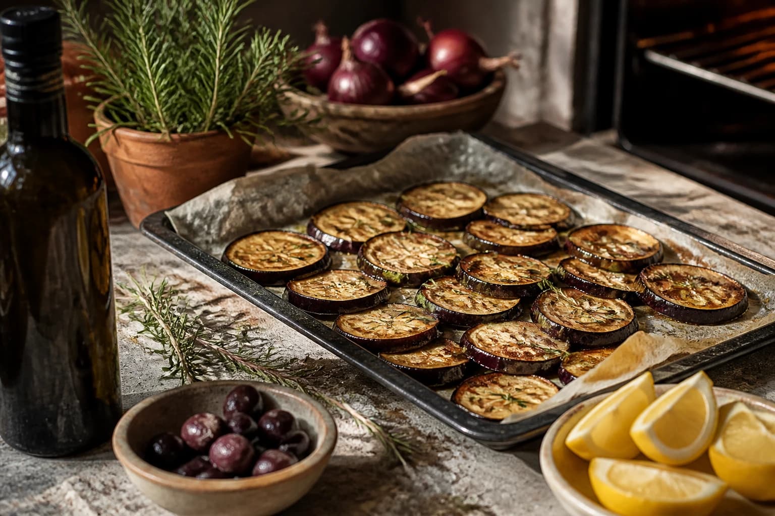 Etape 1 : Rôtir les aubergines au four — Moussaka grecque allégée fondante