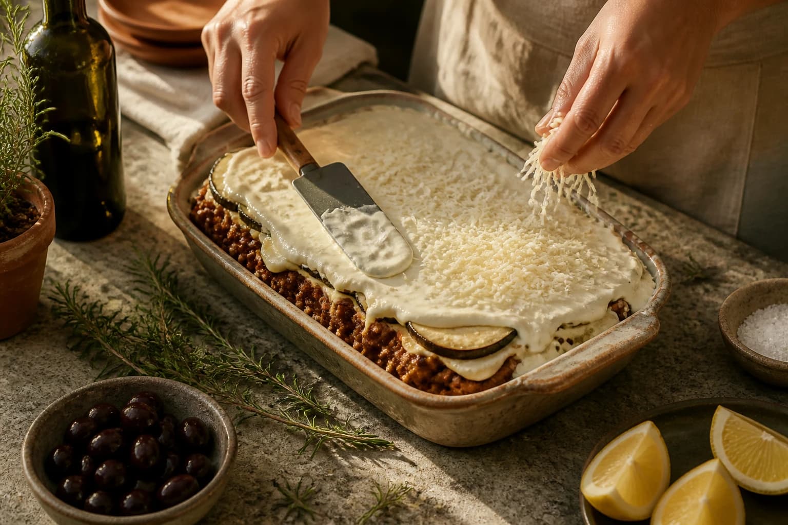 Etape 4 : Monter et gratiner la moussaka — Moussaka grecque allégée fondante