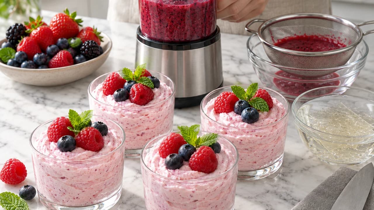 Etape 1 : Préparer les fruits rouges — Mousse de fromage blanc fruits rouges sans sucre ajouté