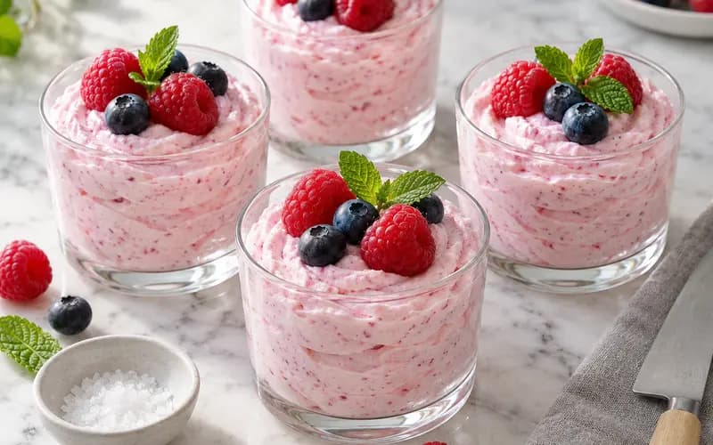 Mousse de fromage blanc fruits rouges sans sucre ajouté