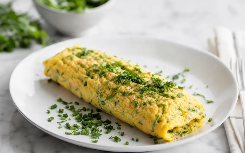 Omelette aux fines herbes fondante