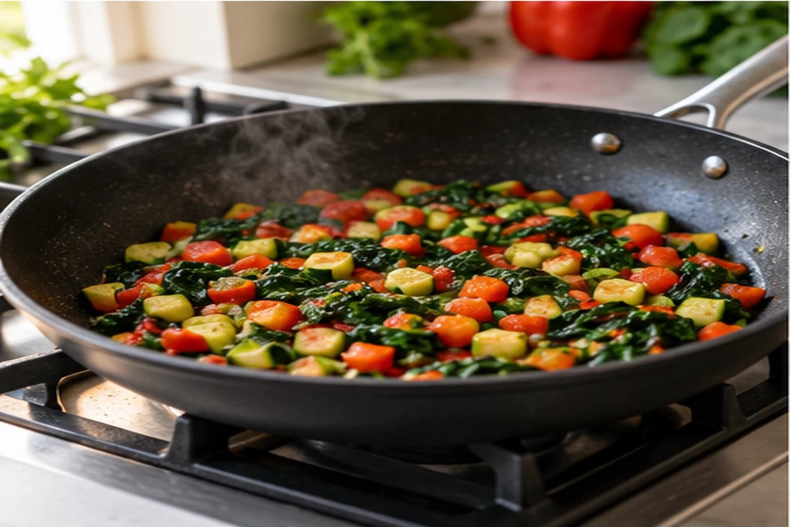 Étape 2 : Faire revenir la garniture — Omelette blanche aux légumes