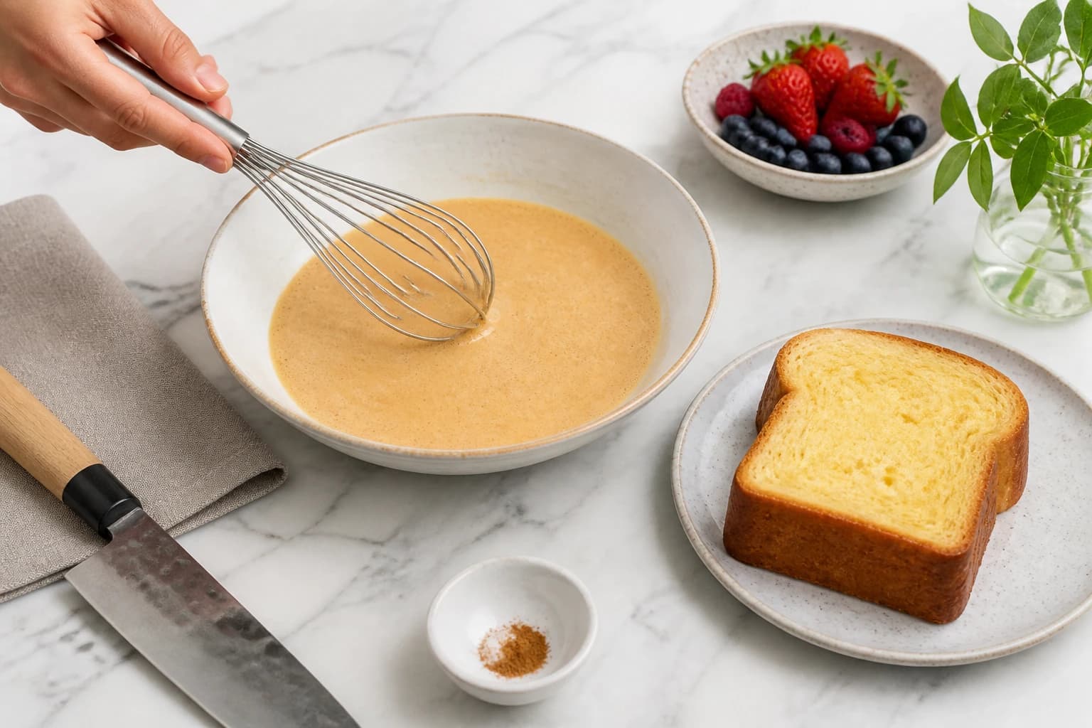 Etape 1 : Préparer l'appareil vanillé — Pain perdu brioche healthy : la recette dorée sans remords en 15 min