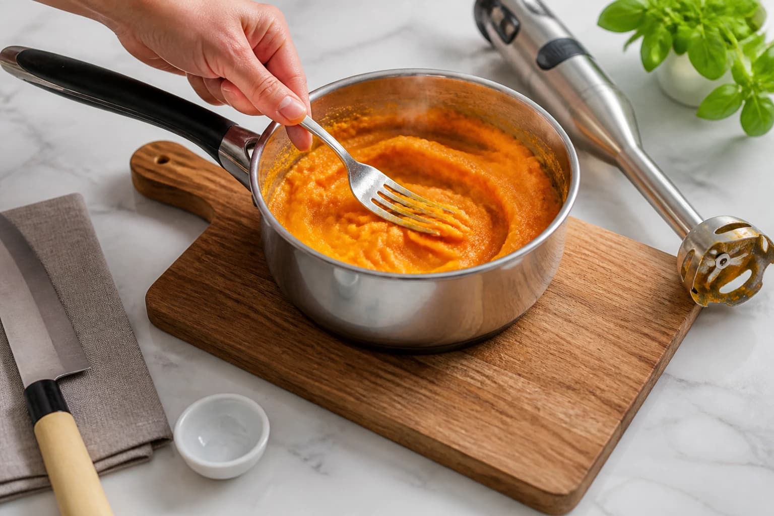 Etape 1 : Préparer la purée de patate douce — Pancakes patate douce sans gluten