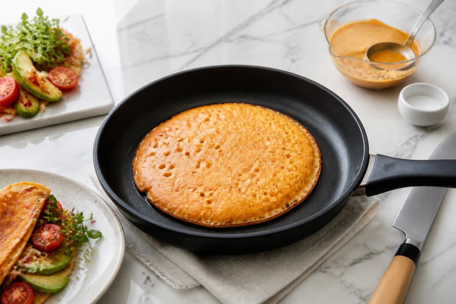 Etape 3 : Cuire les pancakes à la poêle — Pancakes patate douce sans gluten