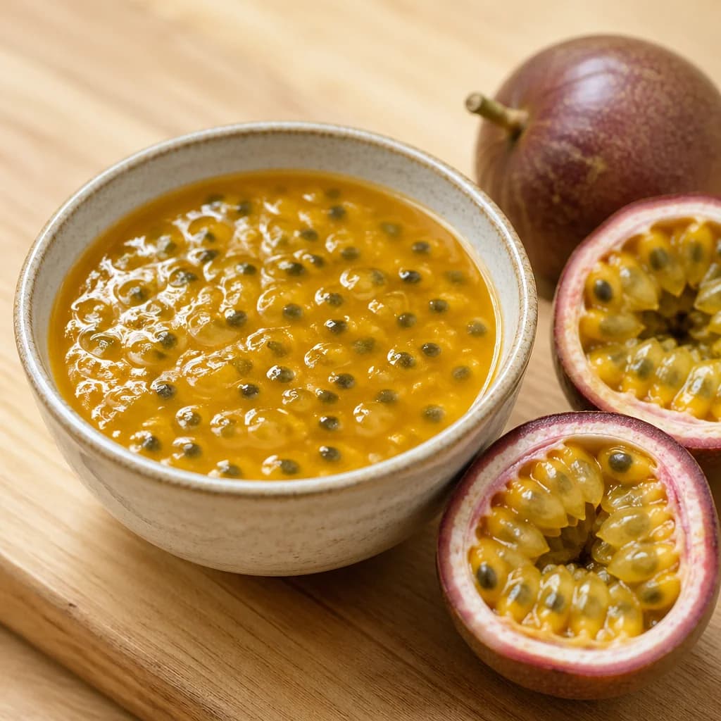 Étape 3 : Préparer le coulis de passion — Panna cotta coco & passion légère
