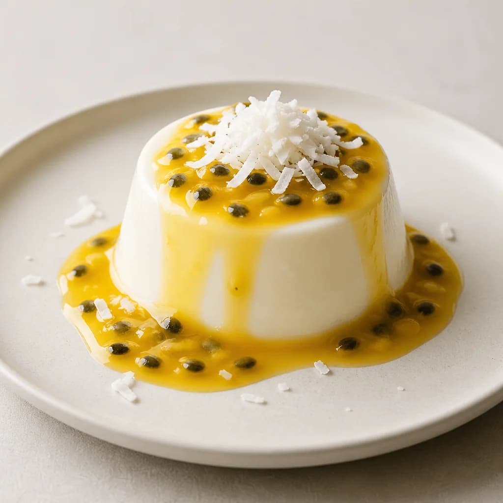 Étape 4 : Démouler et dresser — Panna cotta coco & passion légère