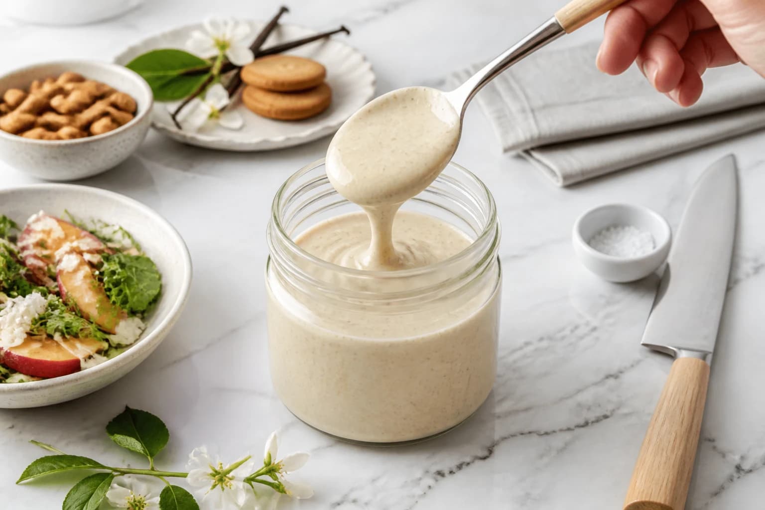 Etape 4 : Assaisonner, sucrer et mettre en pot — Pâte à tartiner amande-vanille protéinée