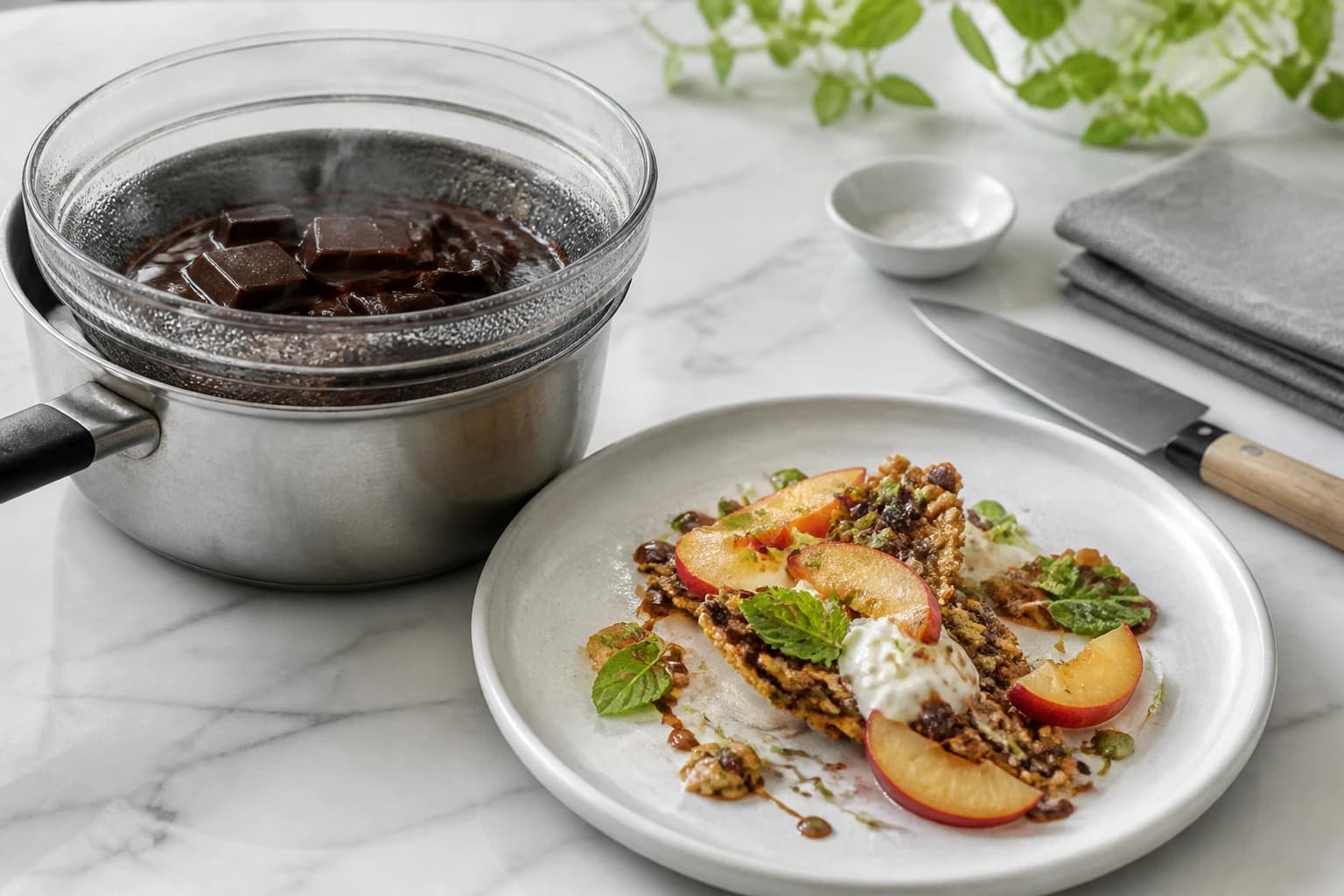 Etape 2 : Faire fondre le chocolat noir au bain-marie — Pâte à tartiner coco-chocolat façon Bounty