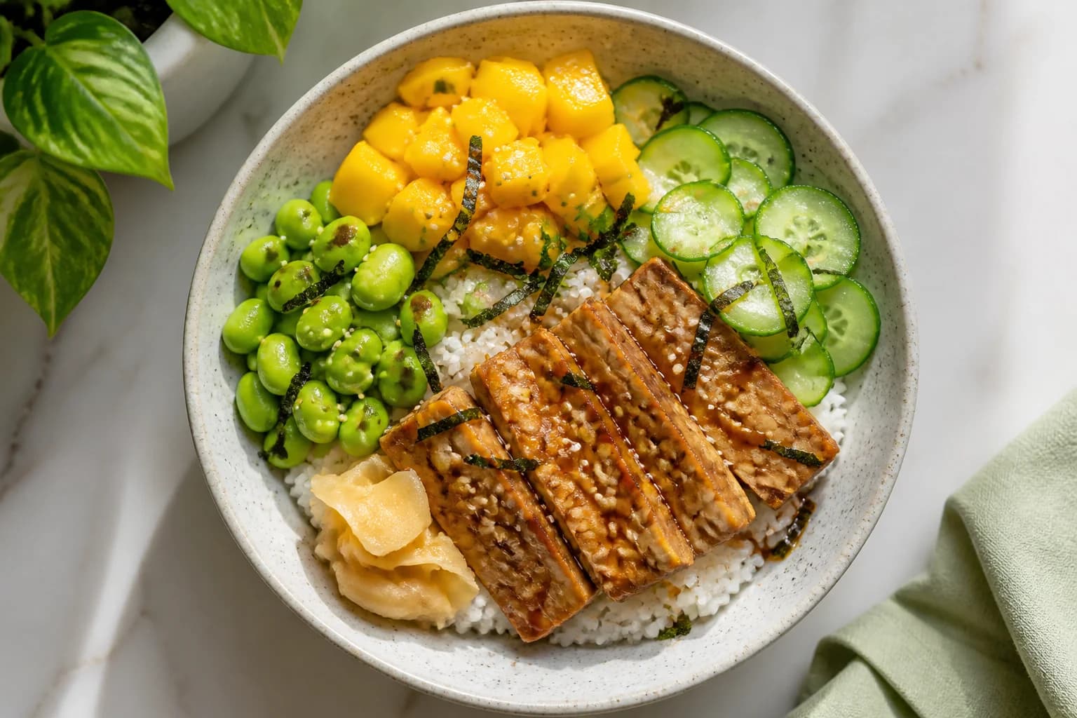 Poké bowl vegan tempeh & mangue