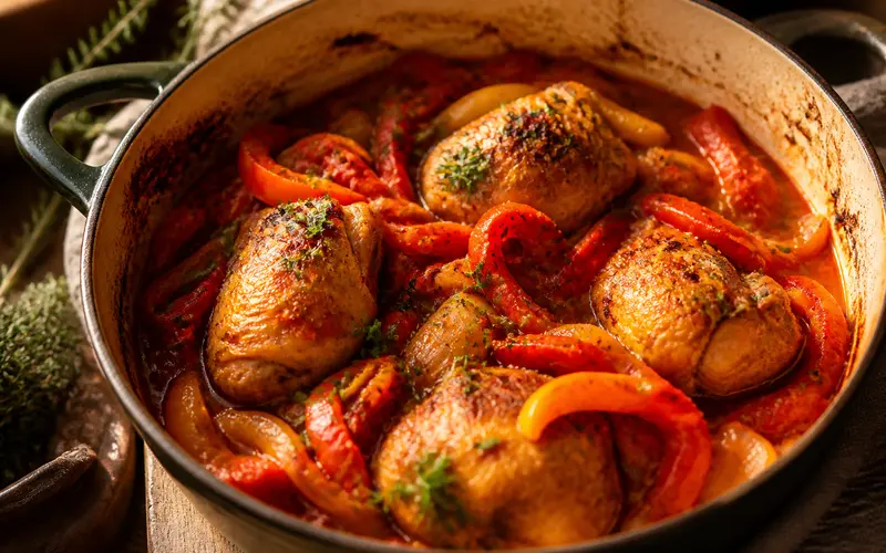 Poulet basquaise allégé & mijoté