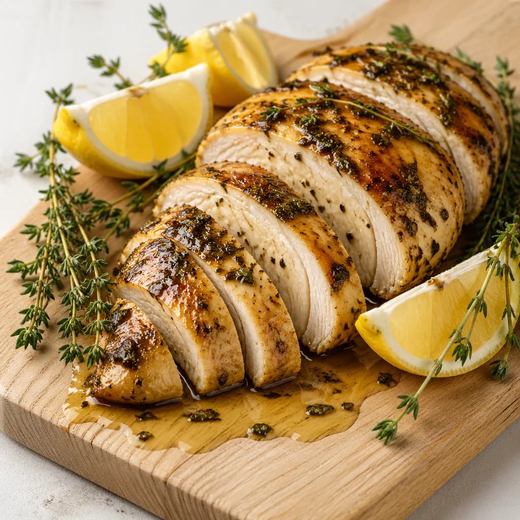 Étape 4 : Repos et service — Poulet aux herbes fraîches & citron