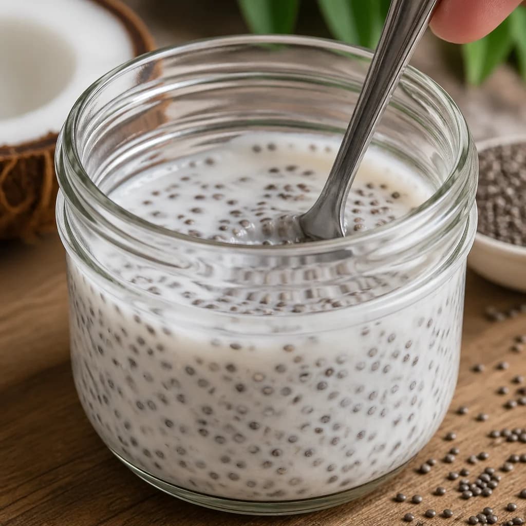 Étape 1 : Préparer le pudding de chia — Pudding de chia mangue & coco