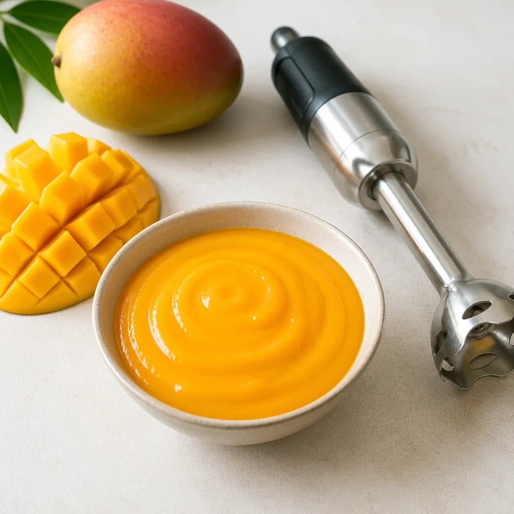 Étape 2 : Préparer le coulis de mangue — Pudding de chia mangue & coco