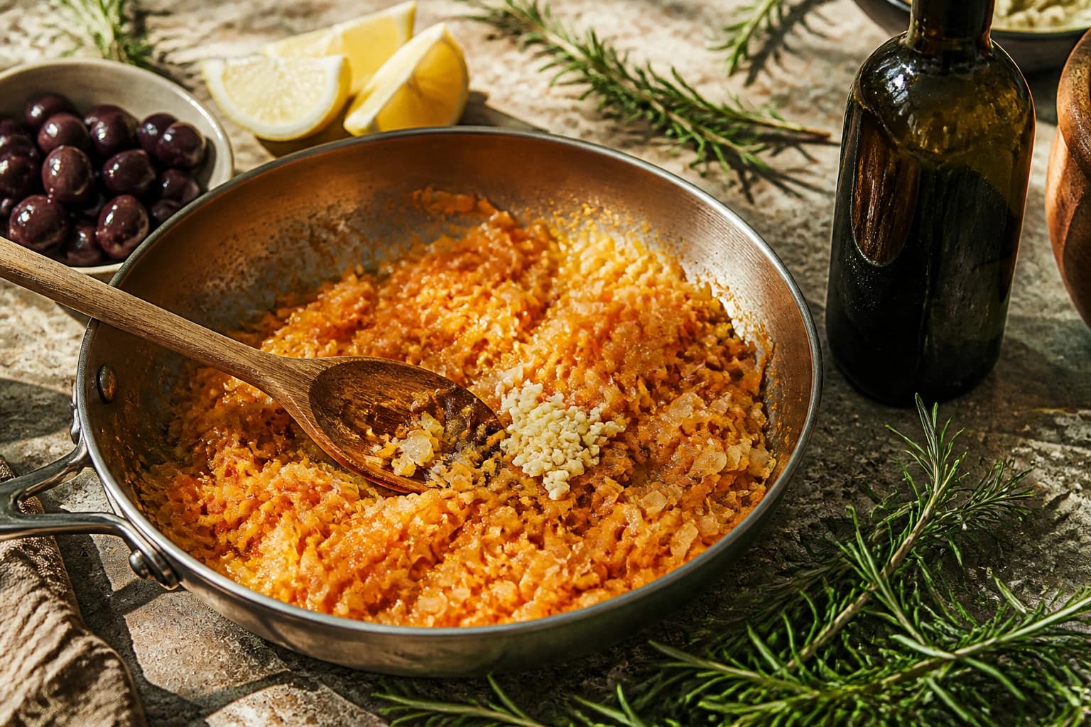Etape 1 : Préparer la base aromatique — Rigatoni à la bolognaise et feta