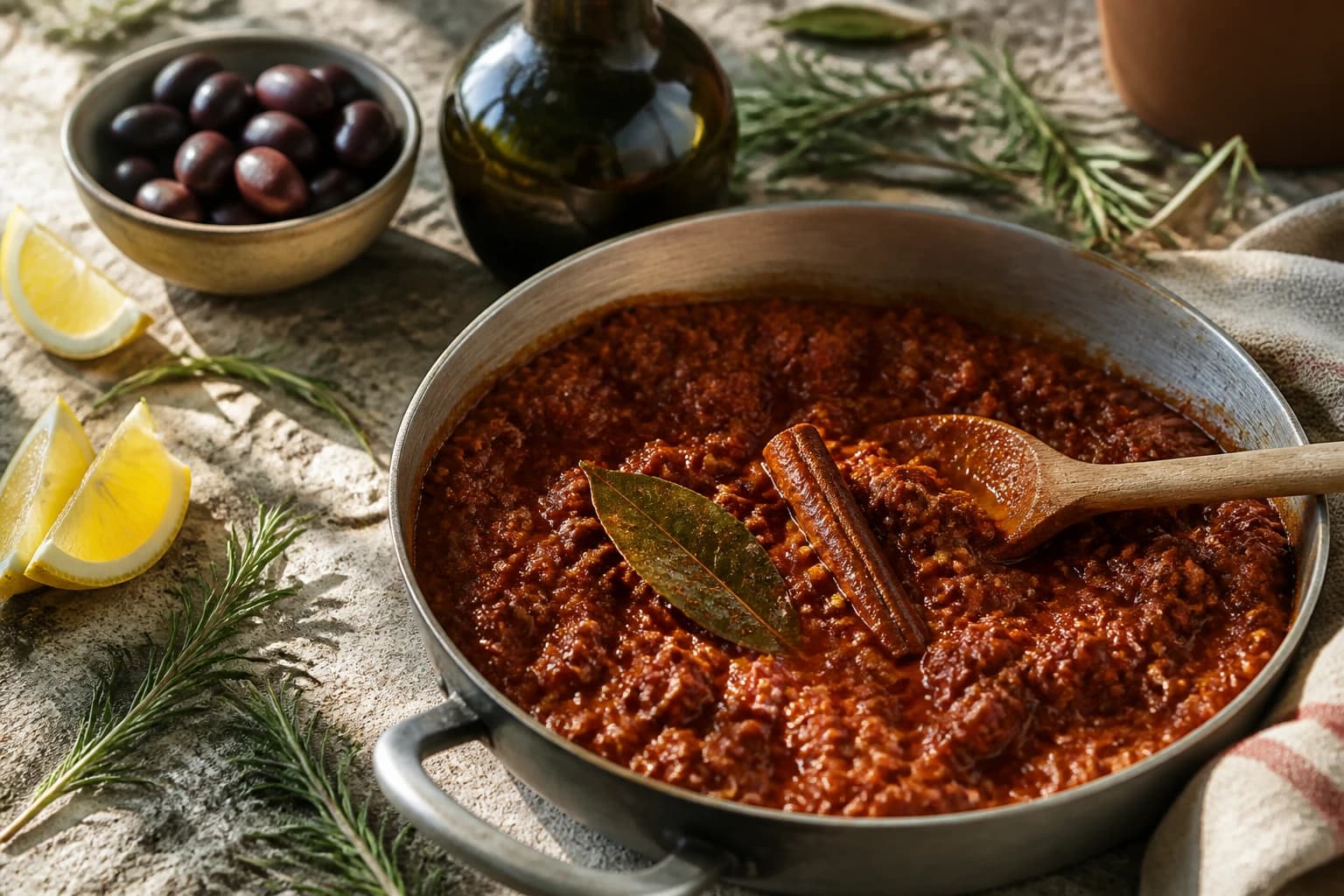 Etape 3 : Mijoter la sauce à la cannelle — Rigatoni à la bolognaise et feta