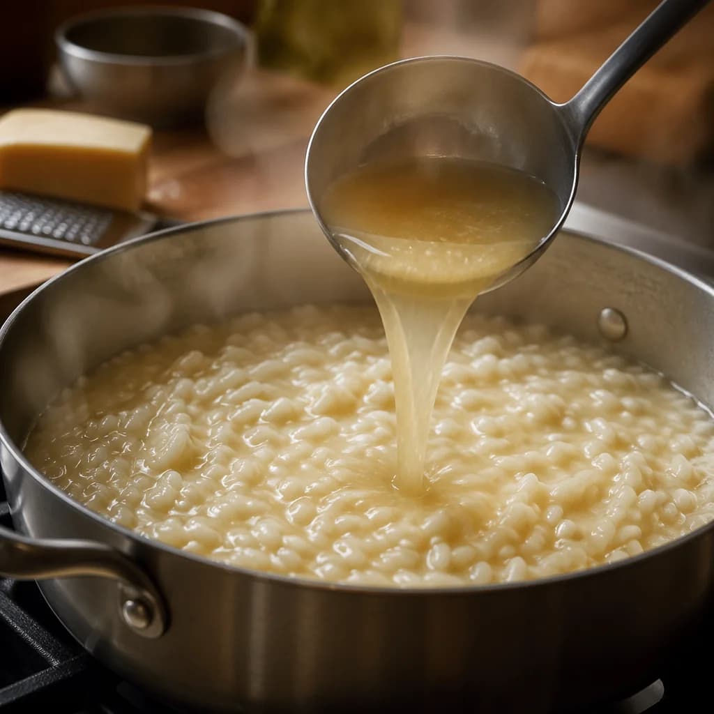 Étape 3 : Cuire le risotto — Risotto crémeux aux champignons