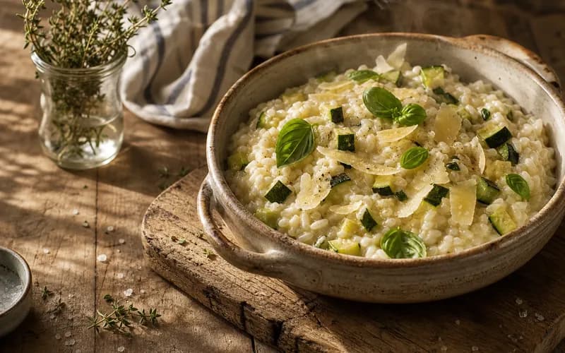 Risotto courgettes & basilic crémeux