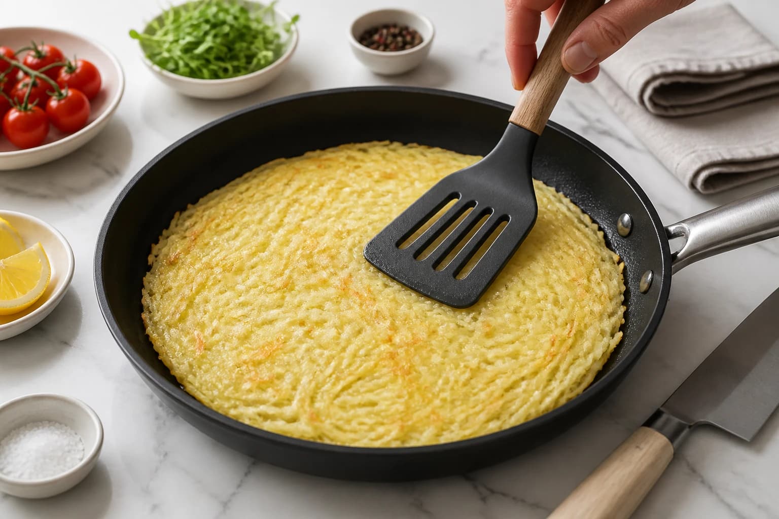 Etape 3 : Cuisson (première face) — Rösti pomme de terre : la recette suisse légère