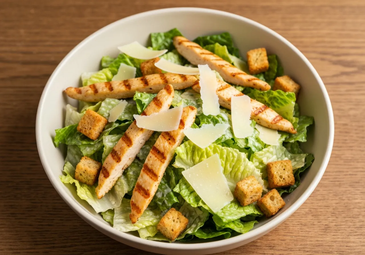 Salade César allégée : calories et sauce crémeuse