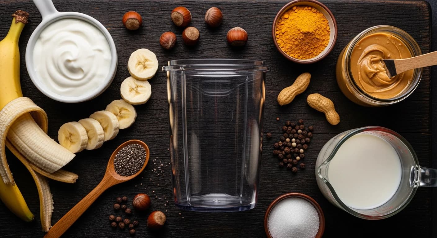 Etape 1 : Tout mettre dans le bullet blender — Smoothie banane-curcuma doré